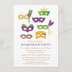 Fijne Mardi Gras Masquerade Feest Uitnodigingen
