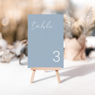 Fijne minimalistische mosterdblauw-tabelnummerkaar kaart