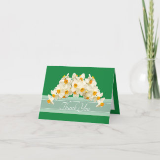 Fijne moderne lentetrompetten bloemen bedankje bedankkaart