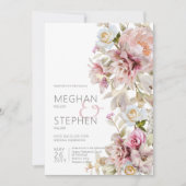 Fijne Moderne Roze Blush Roos & Lily Kaart (Voorkant)