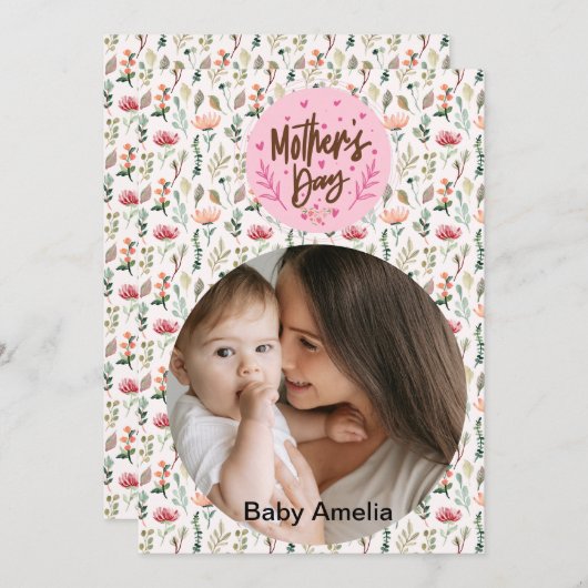 Fijne Moederdag aan de Beste Moeder Foto Feestdagenkaart (Voorkant / Achterkant)