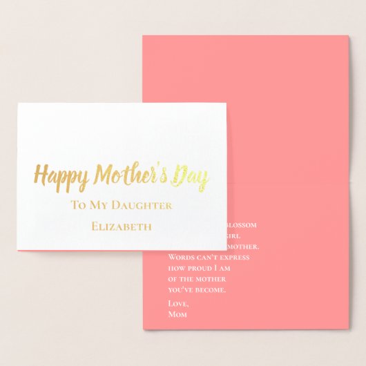 Fijne Moederdag aan mijn dochter Elegant Gold Folie Kaarten (Display)