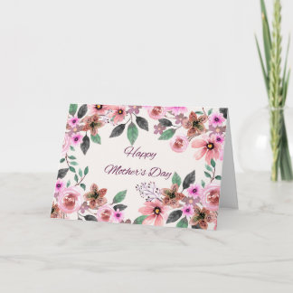 Fijne Moederdag Aquarel Bloemen  Feestdagen Kaart