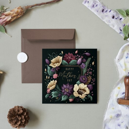 Fijne Moederdag Bloemendonkere Aangepaste Bericht Feestdagenkaart