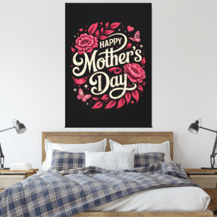 Fijne Moederdag Bloemige Moeder Canvas Afdruk