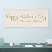 Fijne Moederdag Crème Gouden Script Spandoek (Beurs)