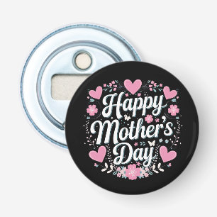 Fijne Moederdag Cute Bloemige Moeder Oma Button Flesopener