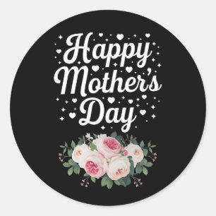 Fijne Moederdag Cute Floral Moeder Oma Vrouw Ronde Sticker