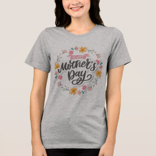 Fijne Moederdag Elegante Handlettering Pastel. Tri-Blend Shirt