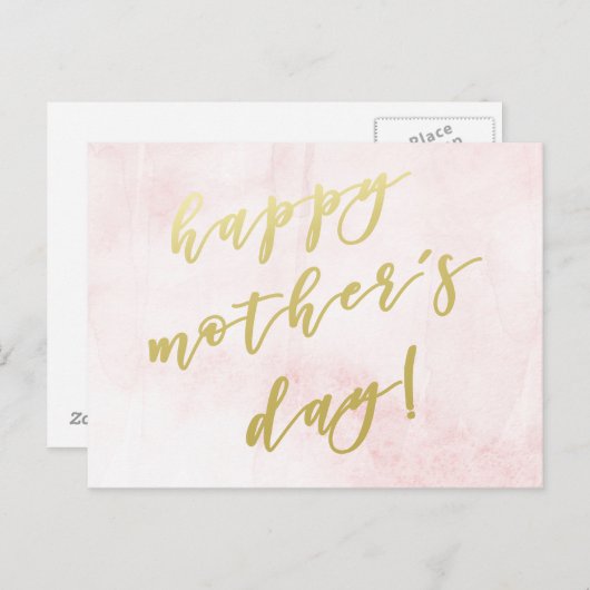 Fijne Moederdag | Faux Gold-script Briefkaart (Voorkant / Achterkant)