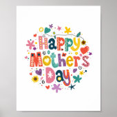 Fijne moederdag Floral Cool Stylish Lettering Poster (Voorkant)