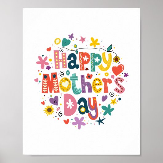 Fijne moederdag Floral Cool Stylish Lettering Poster (Voorkant)