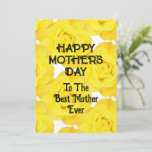 Fijne Moederdag Gele Bloemen Aangepaste Tekst Feestdagenkaart (Staand voorkant)