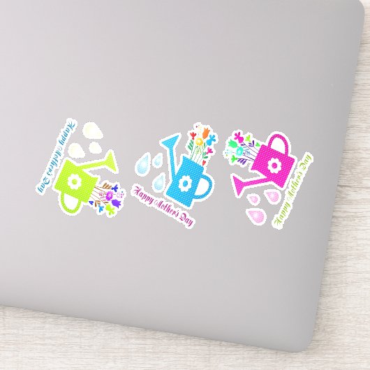 Fijne Moederdag kleurige waterblikken Sticker (Detail)