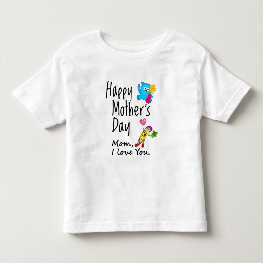 Fijne Moederdag. Mam, ik hou van je. Kinder Shirts (Voorkant)