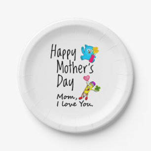 Fijne Moederdag. Mam, ik hou van je. Papieren Bordje