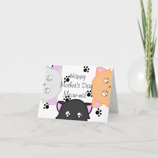 Fijne Moederdag Meow-ma kaart (Voorkant)