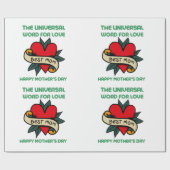 Fijne Moederdag met liefde en bloem Cadeaupapier (Vlak)