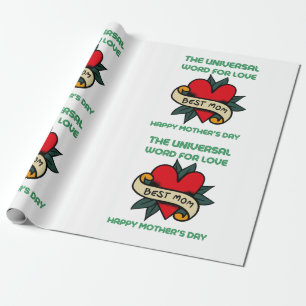 Fijne Moederdag met liefde en bloem Cadeaupapier