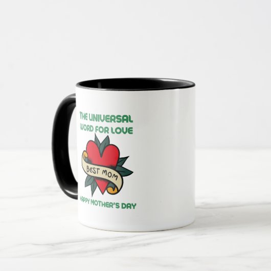 Fijne Moederdag met liefde en blote koffie-Mok Mok (Voorkant links)
