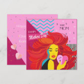 Fijne Moederdag! Modern ontwerp & Wensen Tekst Kaart (Voorkant / Achterkant)