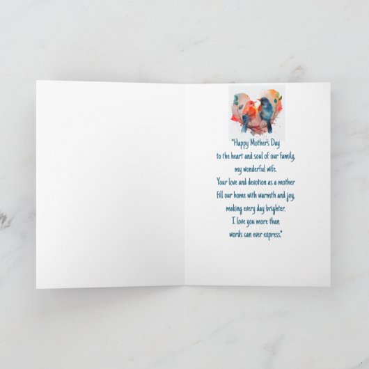 Fijne Moederdag Partner Mooie Vogels Kaart (Binnen)