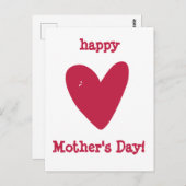 Fijne Moederdag!! Raspberry roze hart Briefkaart (Voorkant / Achterkant)