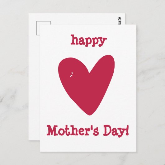 Fijne Moederdag!! Raspberry roze hart Briefkaart (Voorkant / Achterkant)