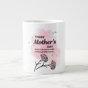 Fijne Moederdag Roze Bloem Coffee Mug Extra Grote Beker