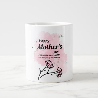 Fijne Moederdag Roze Bloem Coffee Mug Extra Grote Beker
