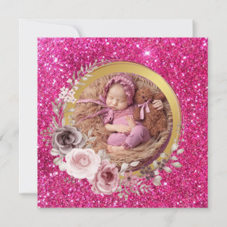 Fijne Moederdag roze glitter foto Feestdagenkaart
