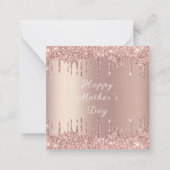 Fijne Moederdag - Roze Goud Blush Glitter Drips Notitiekaartje (Voorkant)