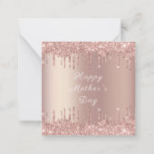 Fijne Moederdag - Roze Goud Blush Glitter Drips Notitiekaartje (Achterkant)