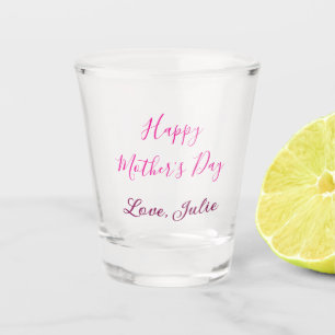 Fijne Moederdag roze kalligrafie moeder oma Shot Glas