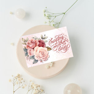 Fijne Moederdag Rozen Waterverf Roze Feestdagen Kaart