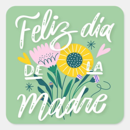 Fijne Moederdag Vierkant Sticker (Voorkant)