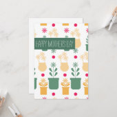 Fijne Moederdag Vintage Bloemen Kaart (Voorkant / Achterkant in situ)