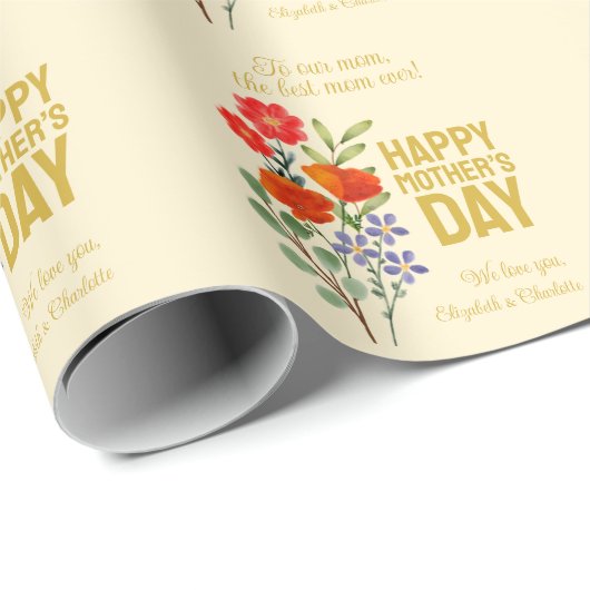 Fijne moederdag Wildbloemen voor onze moeder Cadeaupapier (Rol Hoek)