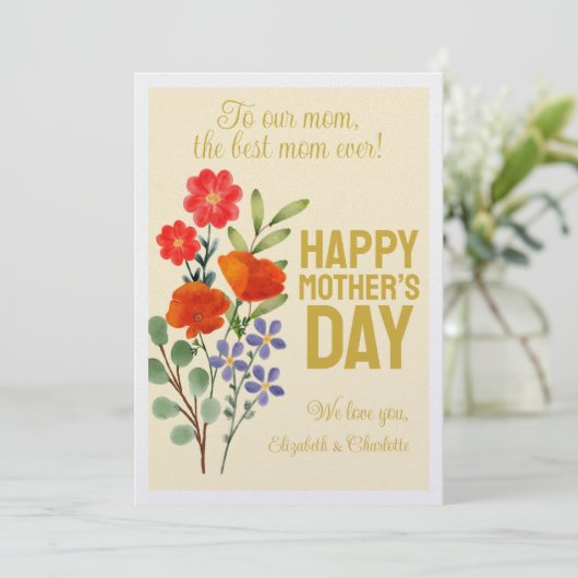 Fijne moederdag Wildbloemen voor onze moeder Feestdagenkaart