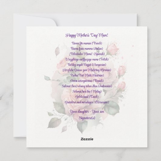 Fijne moeders dag florale bouquet modern feestdagenkaart (Achterkant)