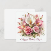 Fijne Moedersdag Calla's en Rozen Feestdagenkaart (Voorkant / Achterkant)