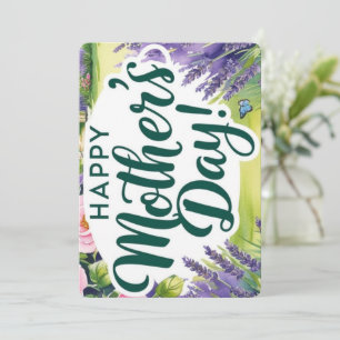 Fijne Moedersdag Roze Graden Vlinders Groen Feestdagenkaart