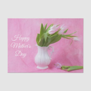Fijne Moedersdag Roze Tulpen In Vaas Tissuepapier