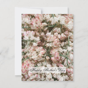 Fijne Moedersdag stapel bloemen plat kaart