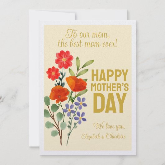 Fijne Moedersdag Wilde Bloemen Voor Onze Moeder Feestdagenkaart (Voorkant)