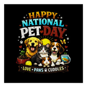 Fijne Nationale Huisdierendag Moppige & Grappige D Perfect Poster