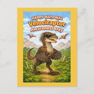 Fijne Nationale Velociraptor Bewustzijnsdag – Grap Briefkaart