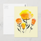 Fijne oranje en gele bloemen briefkaart (Voorkant / Achterkant)