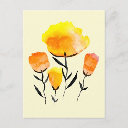 Fijne oranje en gele bloemen briefkaart (Voorkant)