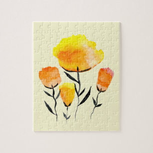 Fijne oranje en gele bloemen legpuzzel